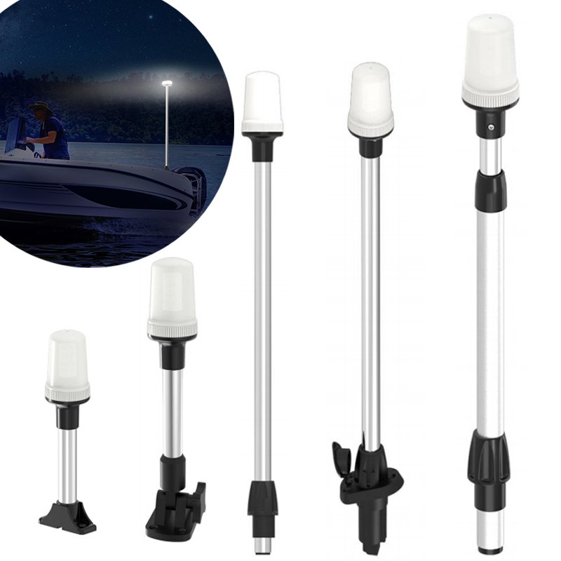 MARINE LED Boat Anchor Lights White All Round 360 Fold Down Fixed Plug-in Mount Stern Light 2NM Navigation Anchor Lights White